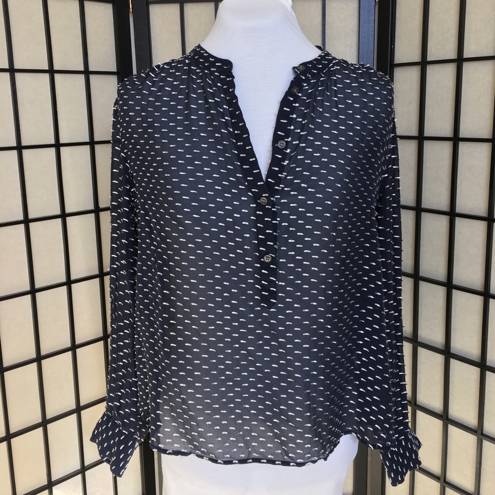 J. Crew Sheer Textured Long Sleeve Blouse Size 8